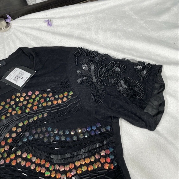 NWT Nanette‎ Lepore [SZ Medium ] Constellation Embellished Top in Black - Picture 9 of 12